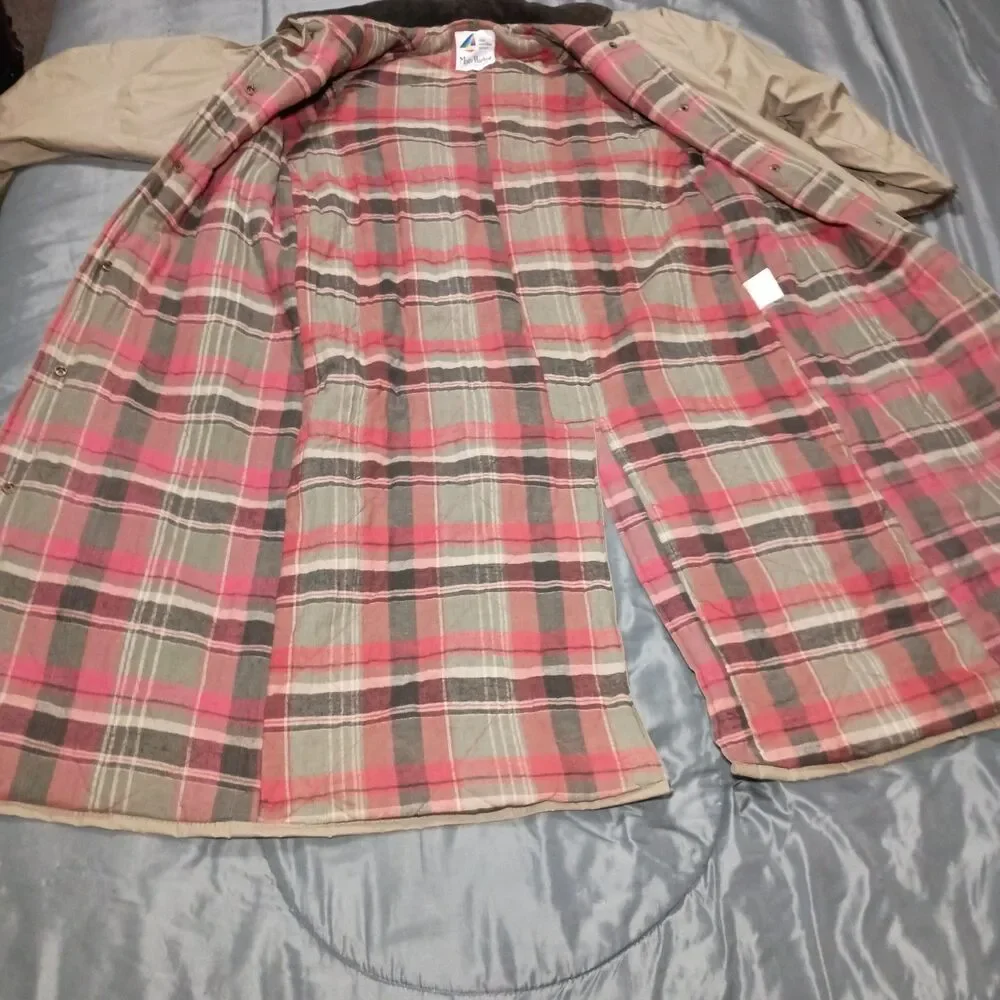 Vintage Misty Harbor Rain Jacket Trench Coat M Slicker Flannel Lining Trenchcoat
